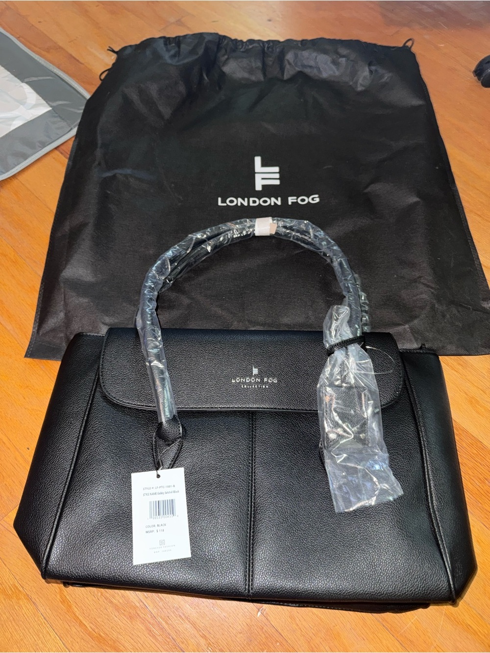 New London Fog Black Luna Structured Tote